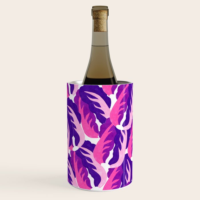 Boho Eclectic Cabbage Purple Orchid Aubergine Pattern Painterly Gouache Wine Chiller Gallery Image 2