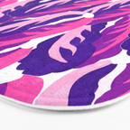 Boho Eclectic Cabbage Purple Orchid Aubergine Pattern Painterly Gouache Bath Mat Gallery Image 3