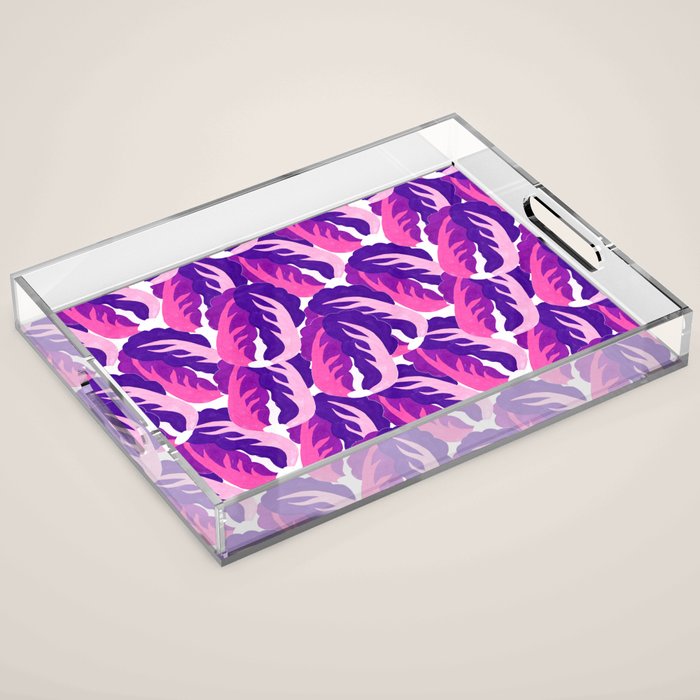 Boho Eclectic Cabbage Purple Orchid Aubergine Pattern Painterly Gouache Acrylic Tray Gallery Image 1