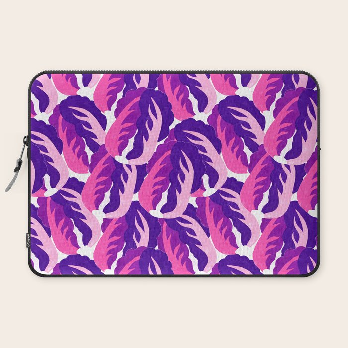 Boho Eclectic Cabbage Purple Orchid Aubergine Pattern Painterly Gouache Laptop Sleeve Gallery Image 2