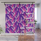 Boho Eclectic Cabbage Purple Orchid Aubergine Pattern Painterly Gouache Wall Mural Gallery Image 1