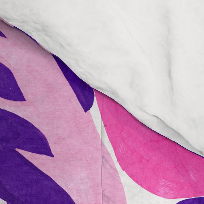 Boho Eclectic Cabbage Purple Orchid Aubergine Pattern Painterly Gouache Comforter Gallery Image 4