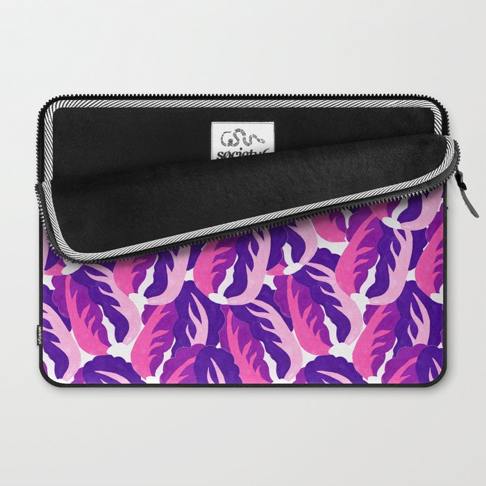Boho Eclectic Cabbage Purple Orchid Aubergine Pattern Painterly Gouache Laptop Sleeve Gallery Image 2