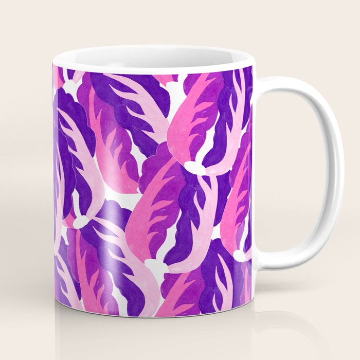 Boho Eclectic Cabbage Purple Orchid Aubergine Pattern Painterly Gouache Coffee Mug Gallery Image 1