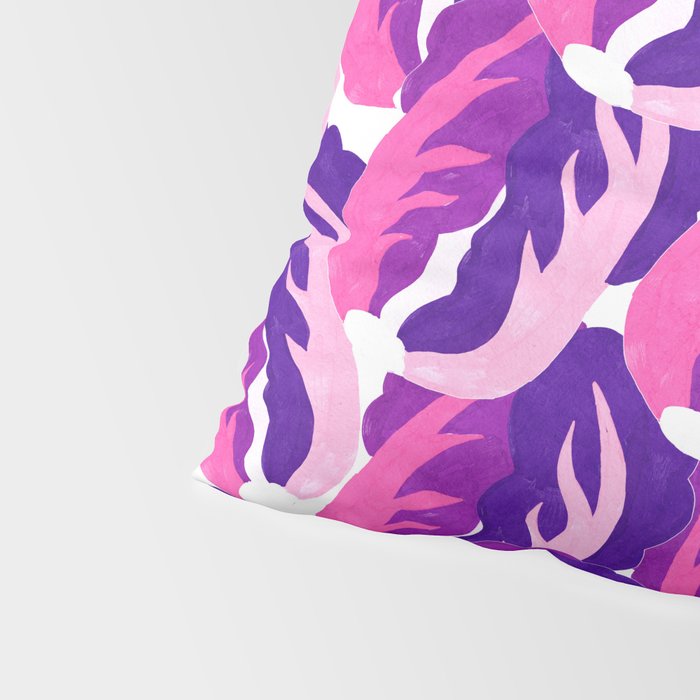 Boho Eclectic Cabbage Purple Orchid Aubergine Pattern Painterly Gouache Pillow Sham Gallery Image 4