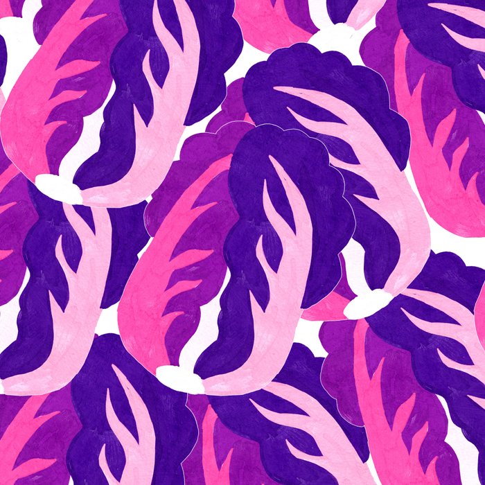 Boho Eclectic Cabbage Purple Orchid Aubergine Pattern Painterly Gouache Coffee Mug Gallery Image 2