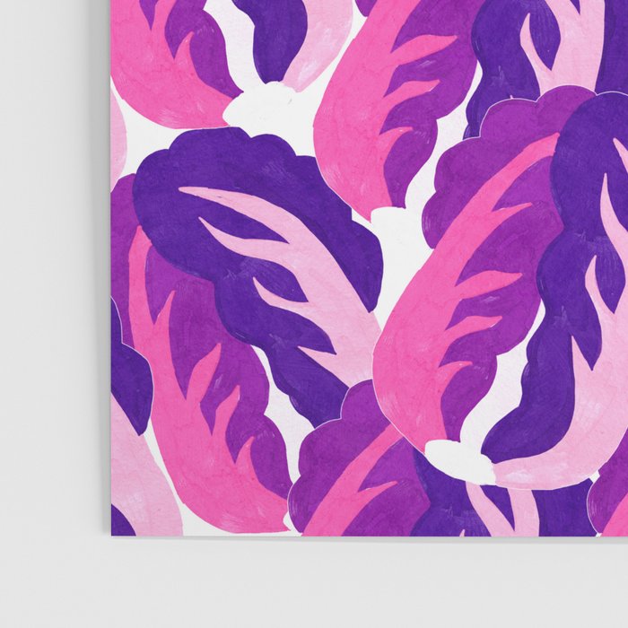 Boho Eclectic Cabbage Purple Orchid Aubergine Pattern Painterly Gouache Poster Gallery Image 3