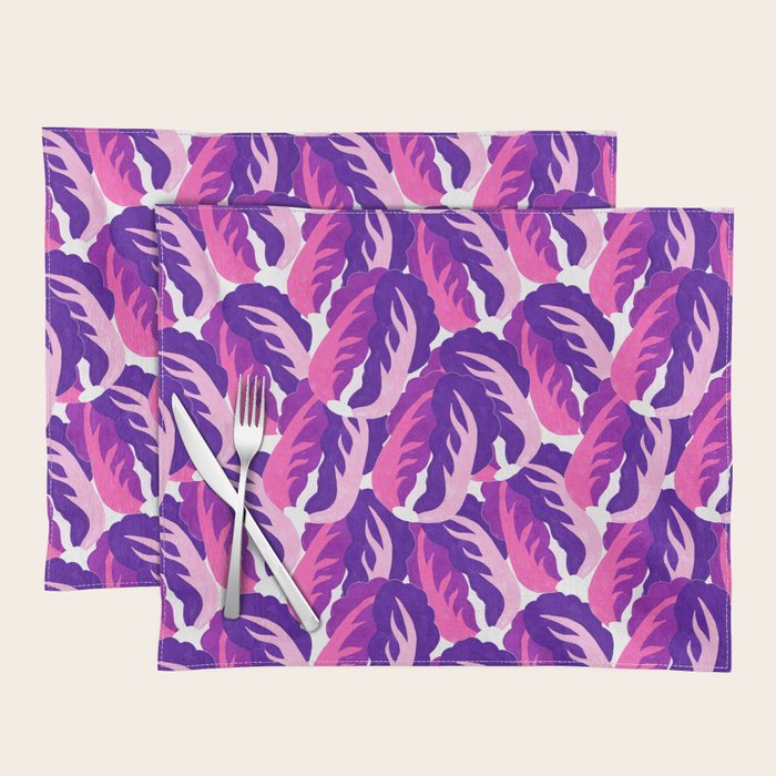 Boho Eclectic Cabbage Purple Orchid Aubergine Pattern Painterly Gouache Placemat Gallery Image 2