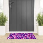 Boho Eclectic Cabbage Purple Orchid Aubergine Pattern Painterly Gouache Welcome Mat Gallery Image 3
