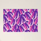 Boho Eclectic Cabbage Purple Orchid Aubergine Pattern Painterly Gouache Welcome Mat Gallery Image 1