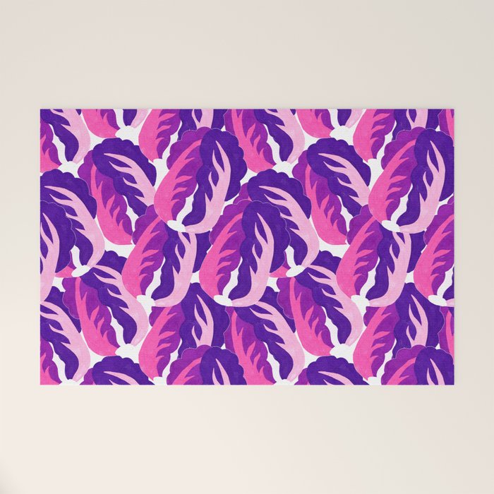 Boho Eclectic Cabbage Purple Orchid Aubergine Pattern Painterly Gouache Welcome Mat Gallery Image 1