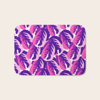Boho Eclectic Cabbage Purple Orchid Aubergine Pattern Painterly Gouache Bath Mat Gallery Image 1