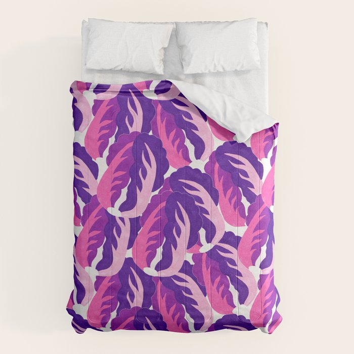 Boho Eclectic Cabbage Purple Orchid Aubergine Pattern Painterly Gouache Comforter Gallery Image 6
