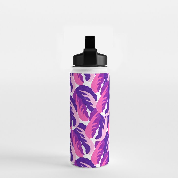 Boho Eclectic Cabbage Purple Orchid Aubergine Pattern Painterly Gouache Water Bottle Gallery Image 2