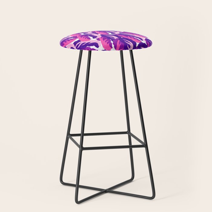 Boho Eclectic Cabbage Purple Orchid Aubergine Pattern Painterly Gouache Stool Gallery Image 1
