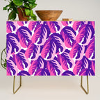 Boho Eclectic Cabbage Purple Orchid Aubergine Pattern Painterly Gouache Credenza Gallery Image 1