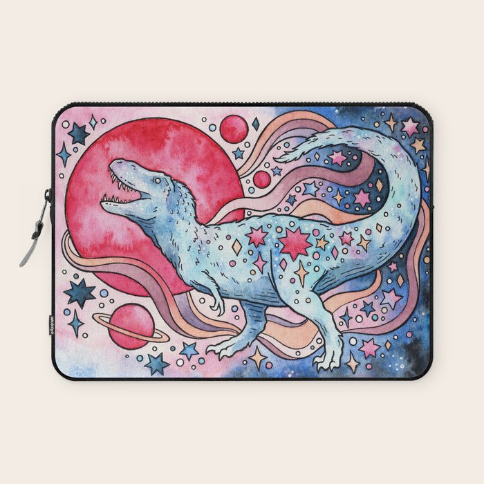 Star Rex | Cosmic Dinosaur Watercolor Laptop Sleeve Gallery Image 1