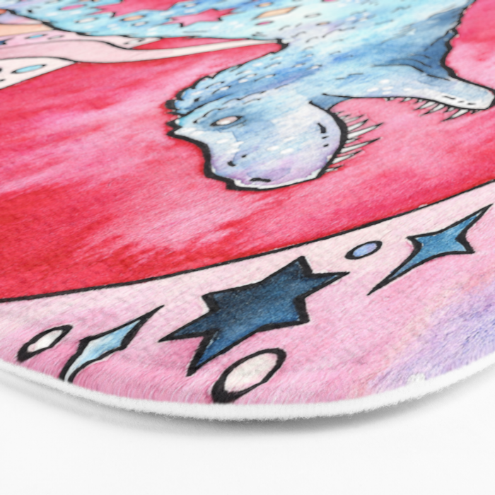 Star Rex | Cosmic Dinosaur Watercolor Bath Mat Gallery Image 3