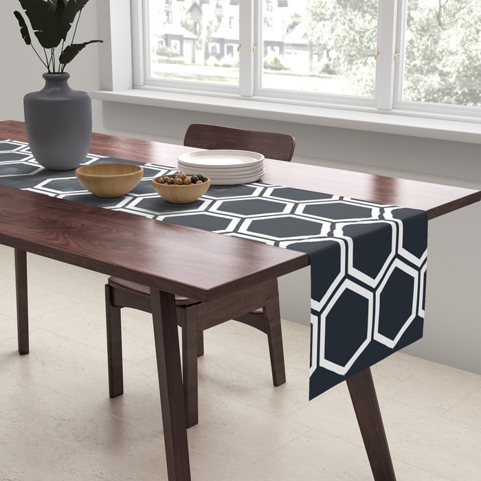 Hexagon Black Table Runner Gallery Image 2