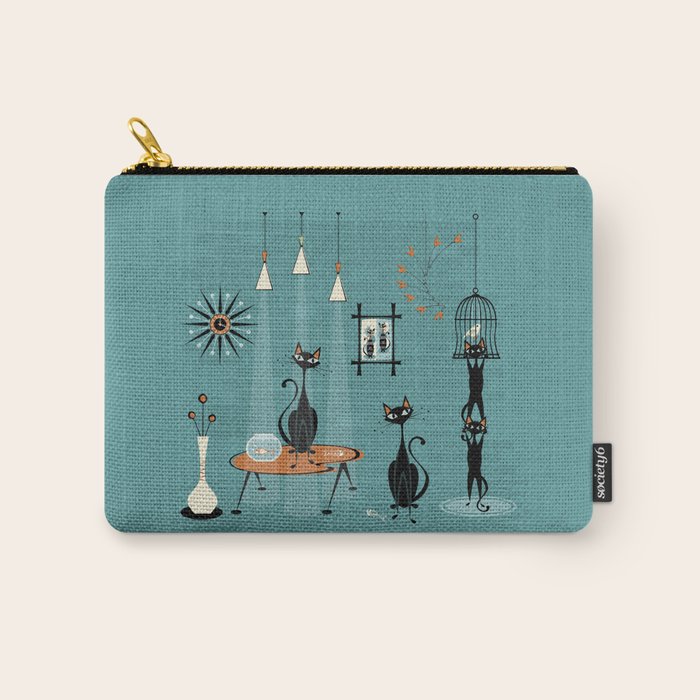 Mid Century Kitty Mishchief - w/ Orange ©studioxtine Carry All Pouch Gallery Image 1
