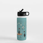 Mid Century Kitty Mishchief - w/ Orange ©studioxtine Water Bottle Gallery Image 1