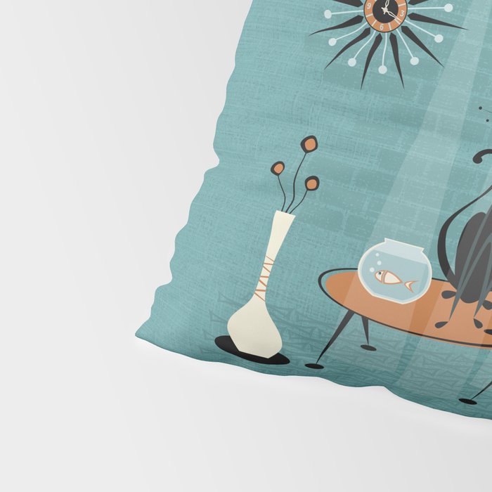 Mid Century Kitty Mishchief - w/ Orange ©studioxtine Pillow Sham Gallery Image 4