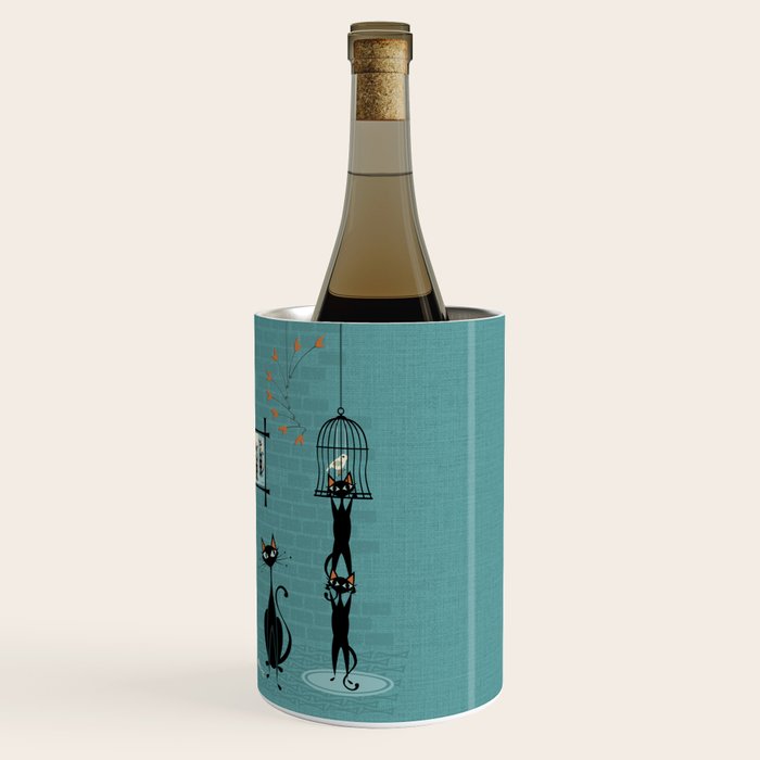 Mid Century Kitty Mishchief - w/ Orange ©studioxtine Wine Chiller Gallery Image 3