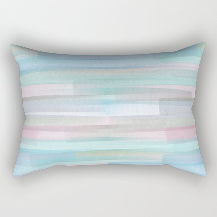 Abstract Watercolor Waves in Sky & Seafoam Rectangular Pillow Gallery Image 1