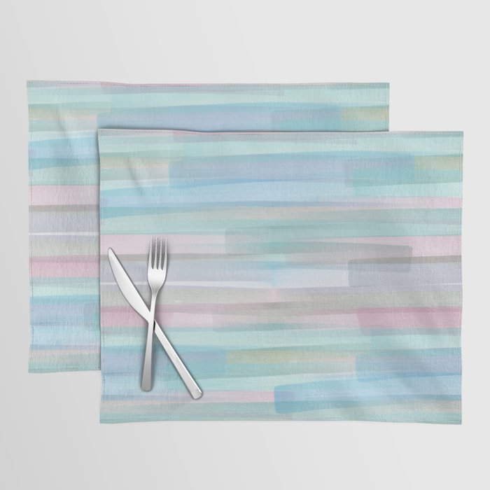 Abstract Watercolor Waves in Sky & Seafoam Placemat Gallery Image 1