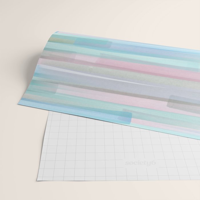 Abstract Watercolor Waves in Sky & Seafoam Wrapping Paper Gallery Image 2