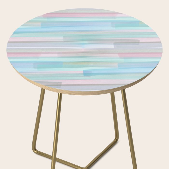Abstract Watercolor Waves in Sky & Seafoam Side Table Gallery Image 2
