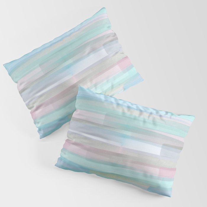 Abstract Watercolor Waves in Sky & Seafoam Pillow Sham Gallery Image 3