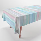 Abstract Watercolor Waves in Sky & Seafoam Tablecloth Gallery Image 1