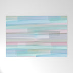 Abstract Watercolor Waves in Sky & Seafoam Welcome Mat Gallery Image 1