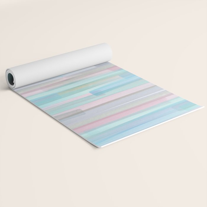 Abstract Watercolor Waves in Sky & Seafoam Yoga Mat Gallery Image 2