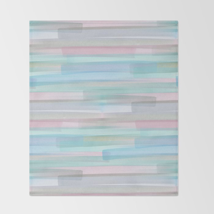 Abstract Watercolor Waves in Sky & Seafoam Throw Blanket Gallery Image 2