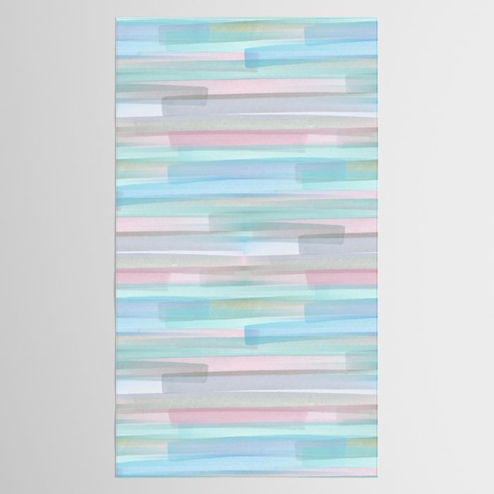 Abstract Watercolor Waves in Sky & Seafoam Tablecloth Gallery Image 2