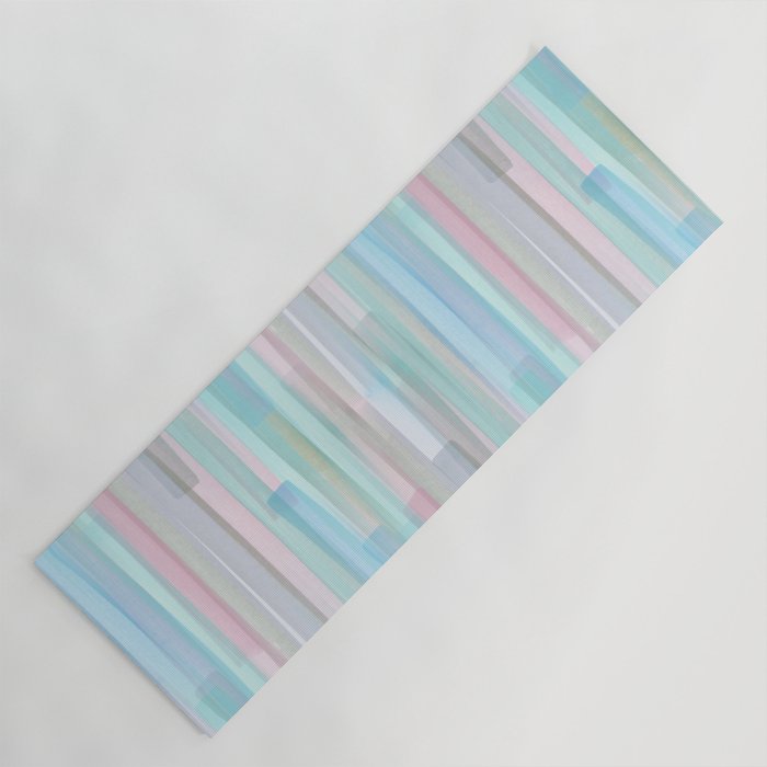 Abstract Watercolor Waves in Sky & Seafoam Yoga Mat Gallery Image 1