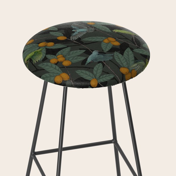 Green & Turquoise Parrotlets and Loquats Stool Gallery Image 2
