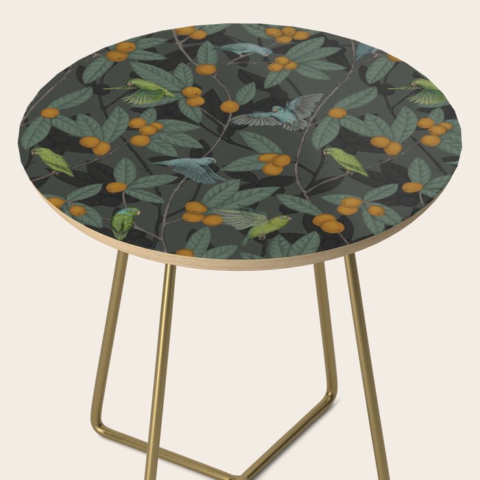 Green & Turquoise Parrotlets and Loquats Side Table Gallery Image 2