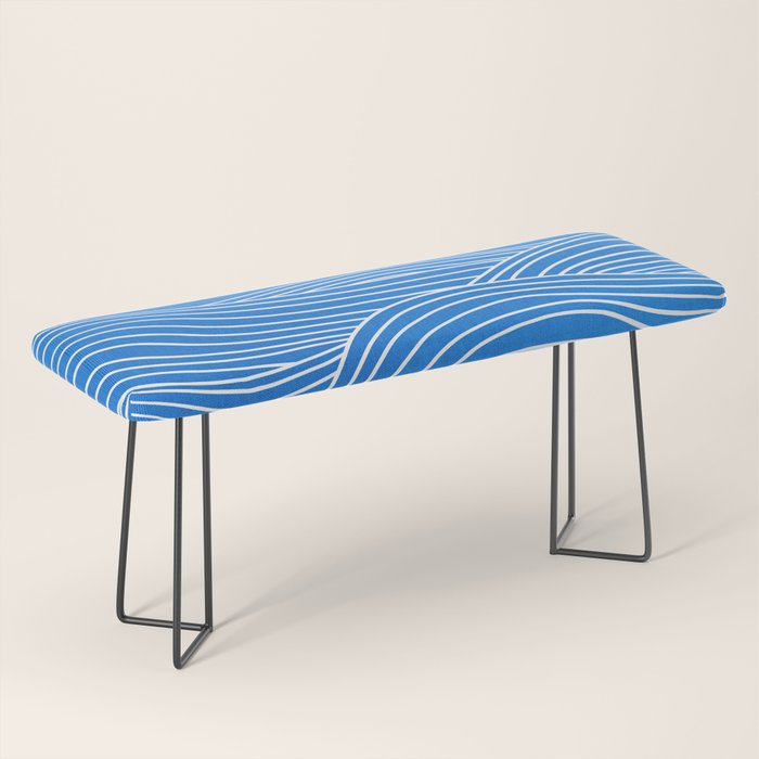 French Blue Ocean Waves Bench Gallery Image 1
