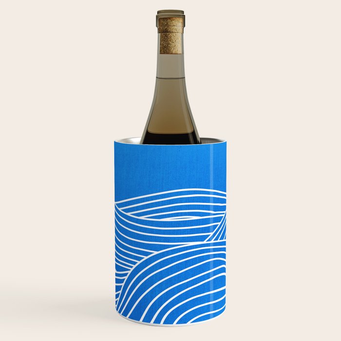French Blue Ocean Waves Wine Chiller Gallery Image 1