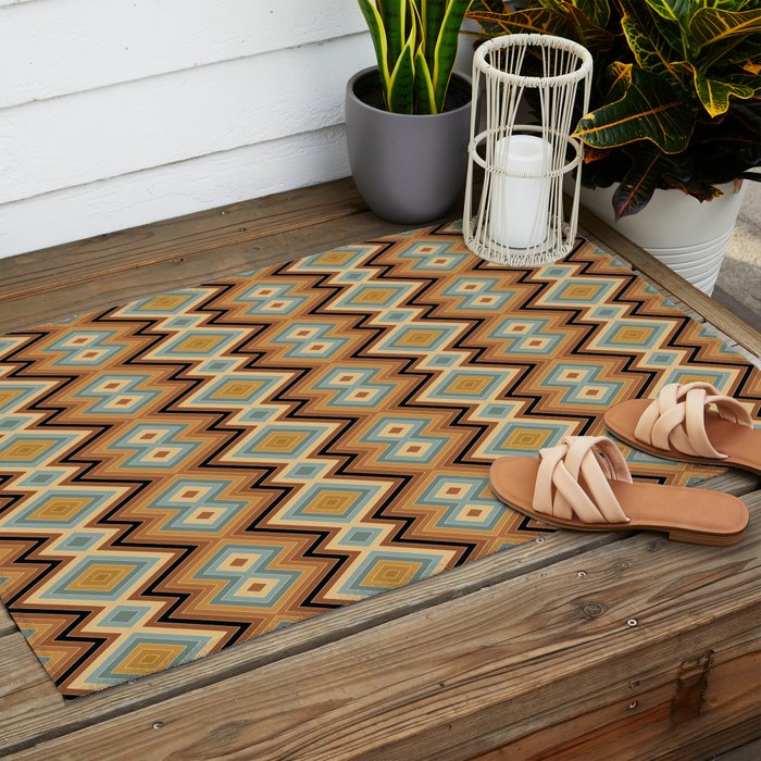 Boho Western Geometric Pattern V Outdoor Rug Gallery Image 2