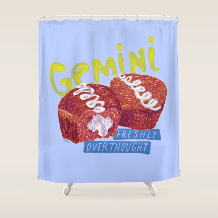 Gemini Twins in Lavender & Blue | Zodiac Series Shower Curtain Gallery Image 1