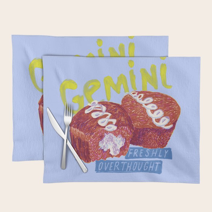 Gemini Twins in Lavender & Blue | Zodiac Series Placemat Gallery Image 1