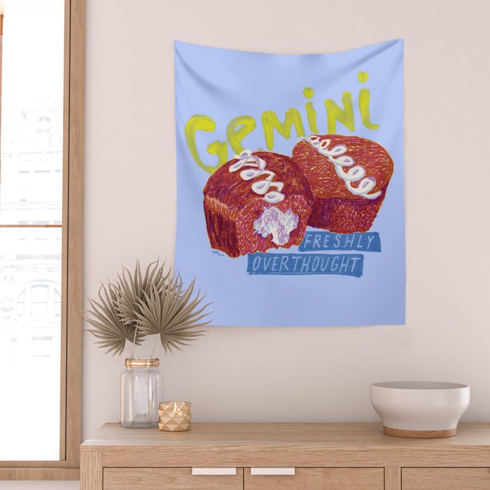 Gemini Twins in Lavender & Blue | Zodiac Series Wall Tapestry Gallery Image 2