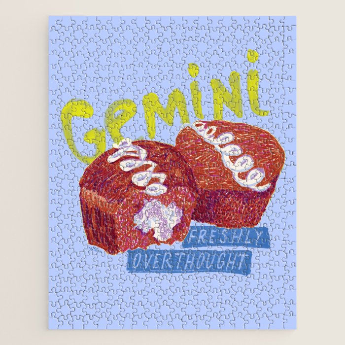 Gemini Twins in Lavender & Blue | Zodiac Series Jigsaw Puzzle Gallery Image 1