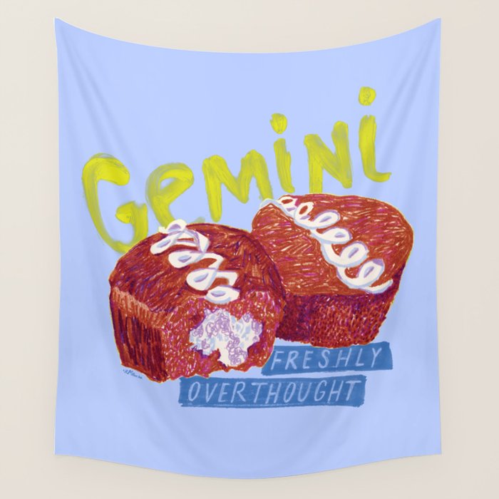 Gemini Twins in Lavender & Blue | Zodiac Series Wall Tapestry Gallery Image 4