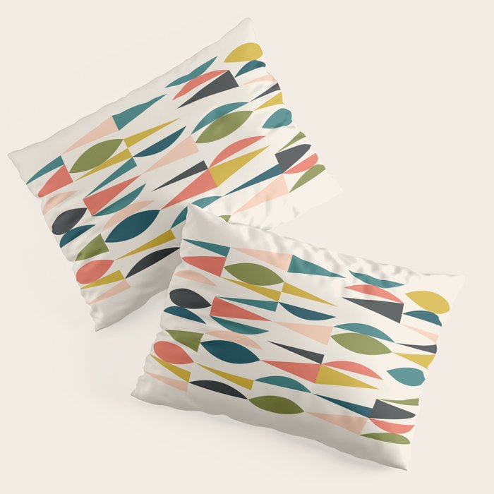 Mid Century Modern Abstract Colorful Shapes Funky Cool Minimalist Pattern Pillow Sham Gallery Image 3