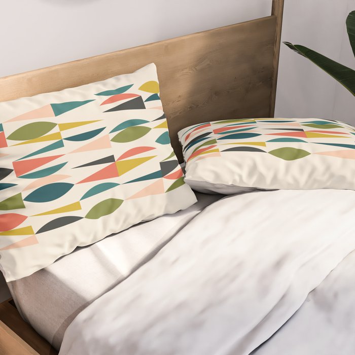 Mid Century Modern Abstract Colorful Shapes Funky Cool Minimalist Pattern Pillow Sham Gallery Image 2